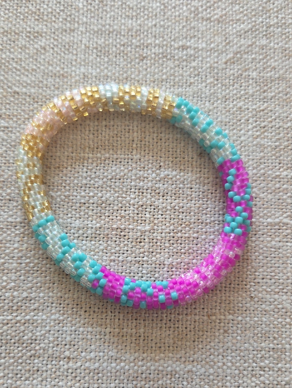 Sashka Co. Beaded Bracelet - Pink, Turquoise & Gold
